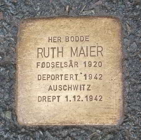 Erinnerungstafel für Ruth Maier in Oslo, Norwegen © HL-senteret. The Norwegian Center for Holocaust and Minorities Studies